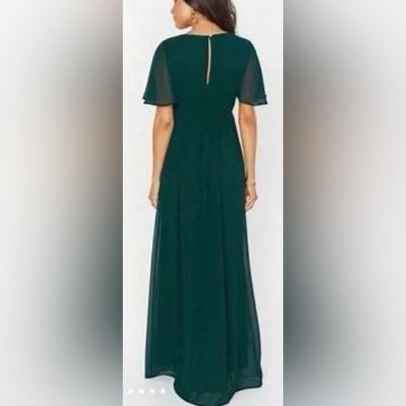 NWT SHOW ME YOUR MUMU EMILY EMPIRE MAXI DRESS EMERALD CHIFFON XXS - Picture 3 of 4